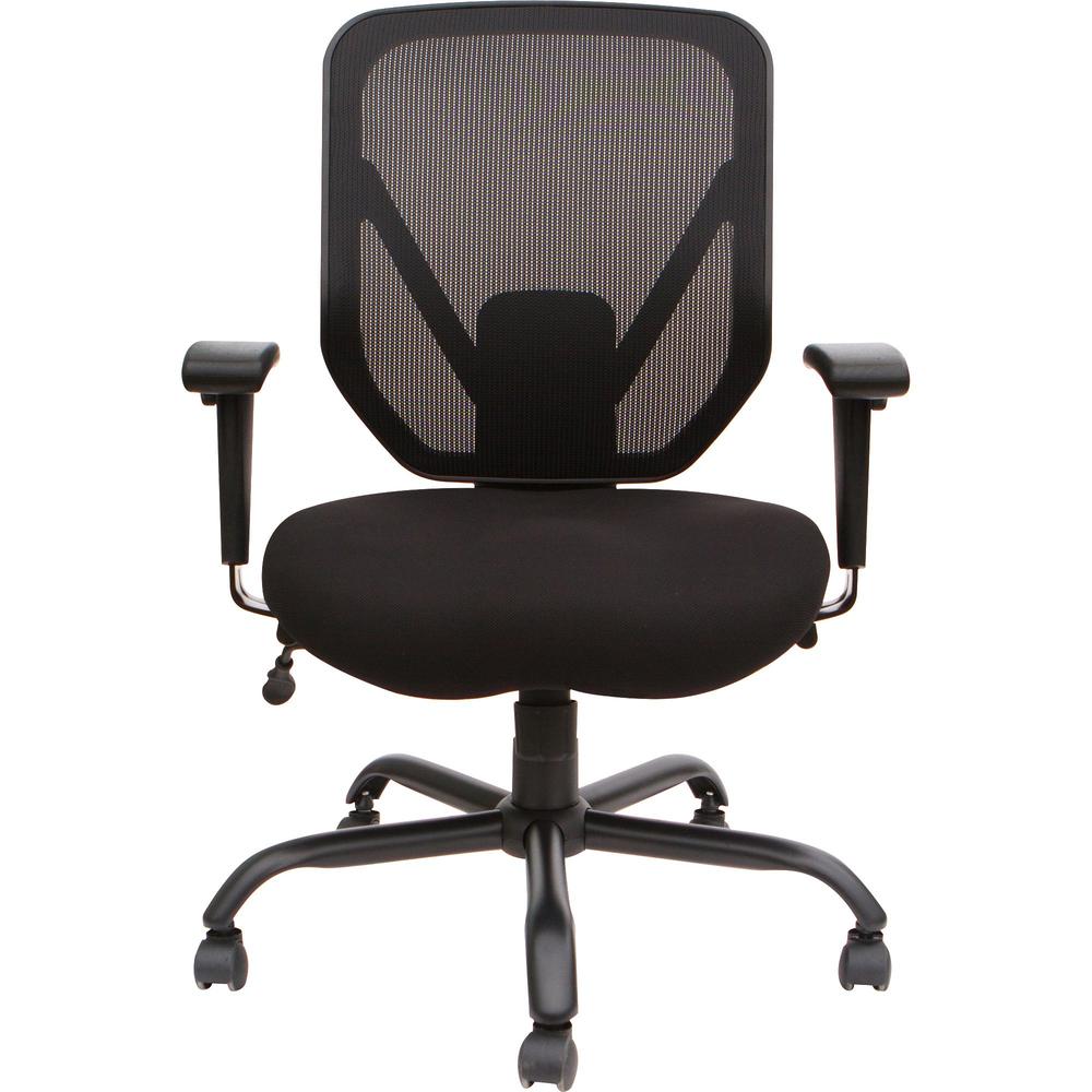 Lorell Soho Big & Tall Mesh Back Chair - Black Fabric Seat - Black Back - 5-star Base - 1 Each. Picture 5