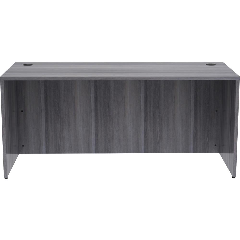 Lorell Essentials Series Rectangular Desk Shell - 66" x 30"29.5" , 1" Top - Laminate, Weathered Charcoal Table Top - Grommet. Picture 2