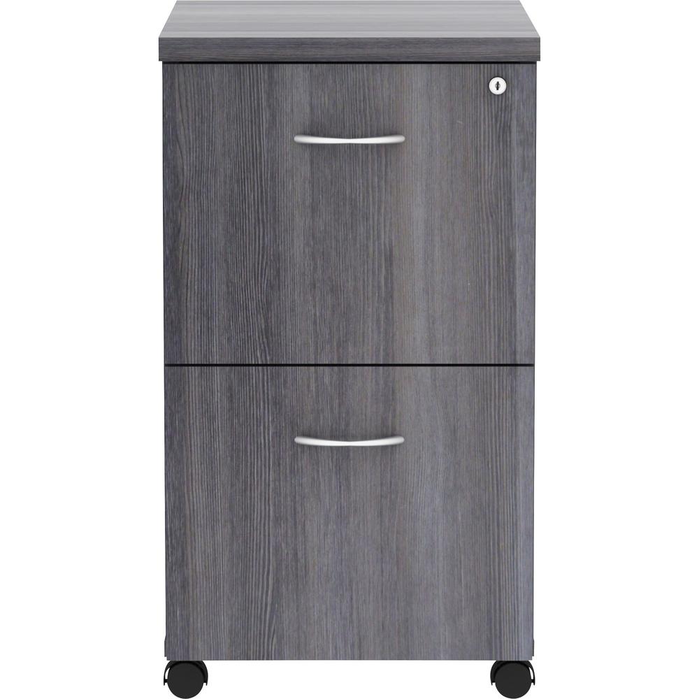 Lorell Weathered Charcoal Laminate Desking Pedestal - 2-Drawer - 16" x 22" x 28.3" - 2 x File Drawer(s) - Material: Metal Pull, Polyvinyl Chloride (PVC) Edge - Finish: Weathered Charcoal, Laminate, Si. Picture 6