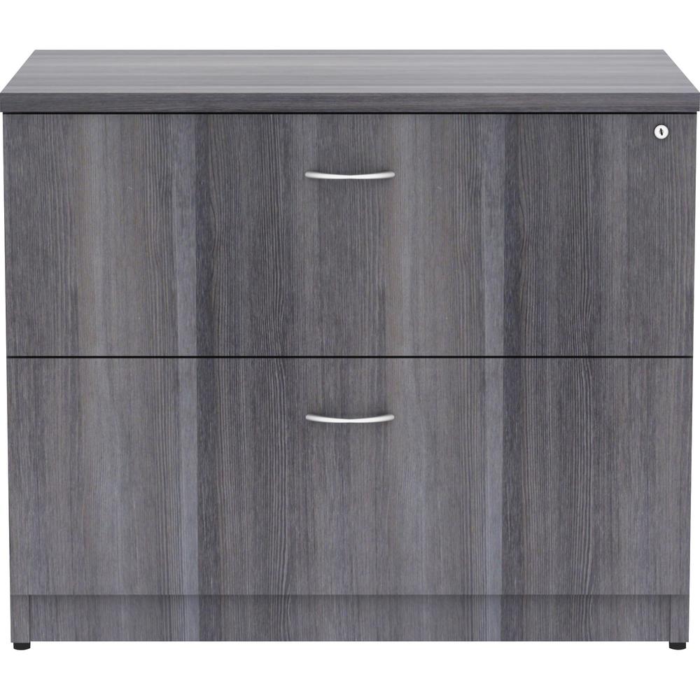 Lorell Essentials Series Lateral File - 35" x 22"29.5" , 1" Top - 2 x File Drawer(s) - Finish: Weathered Charcoal, Laminate. Picture 2