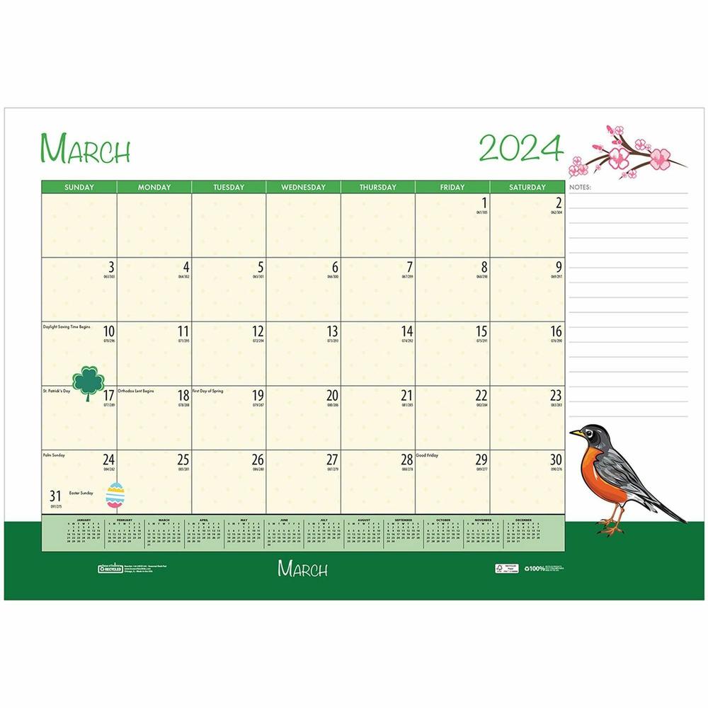 House of Doolittle Seasonal Holiday Academic Desk Pad - Academic - Julian Dates - Monthly - 12 Month - July 2023 - June 2024 - 1 Month Single Page Layout - Desk Pad - Black - Leatherette - 17" Height . Picture 5