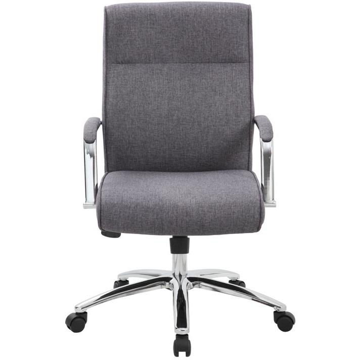 Boss Modern Executive Conference Chair-Grey Linen - Gray Linen Seat - Gray Linen Back - Chrome Frame - 5-star Base - Armrest - 1 Each. Picture 8
