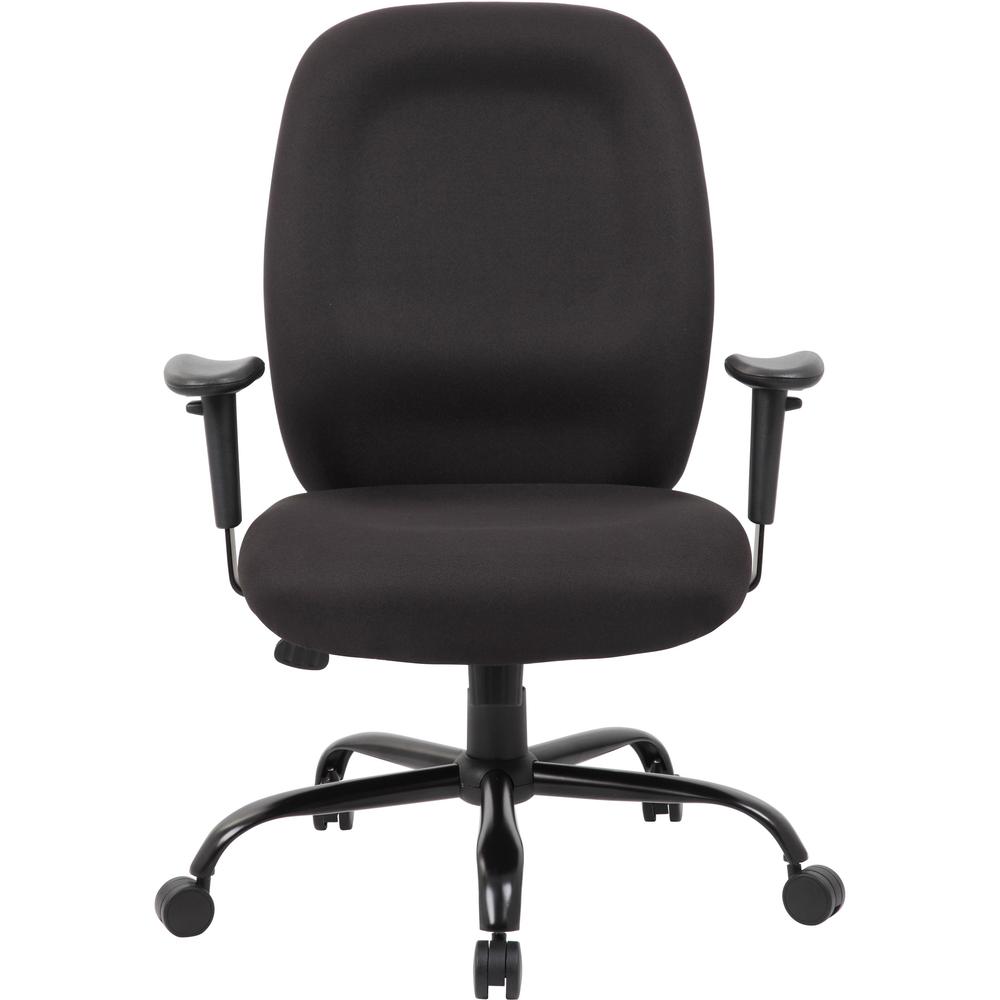 Boss Heavy Duty Task Chair- 400 lbs - Black Crepe Fabric Seat - Black Crepe Fabric Back - Black Frame - 5-star Base - Armrest - 1 Each. Picture 3