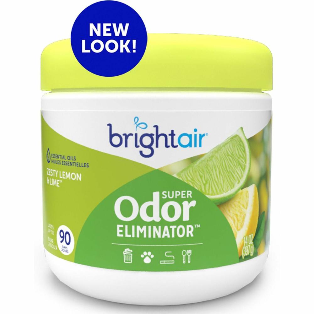 Bright Air Zesty Lemon Super Odor Eliminator - 14 fl oz (0.4 quart) - Lemon, Lime, Zesty Lemon - 60 Day - 6 / Carton - Odor Neutralizer, Long Lasting. Picture 3