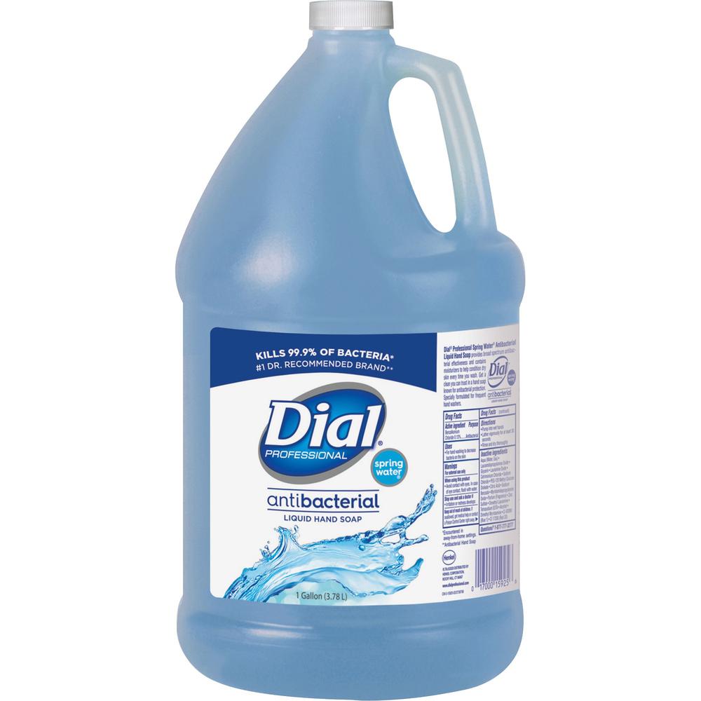 Dial Spring Water Scent Liquid Hand Soap - Spring Water ScentFor - 1 gal (3.8 L) - Kill Germs - Hand - Moisturizing - Blue - 4 / Carton. Picture 2