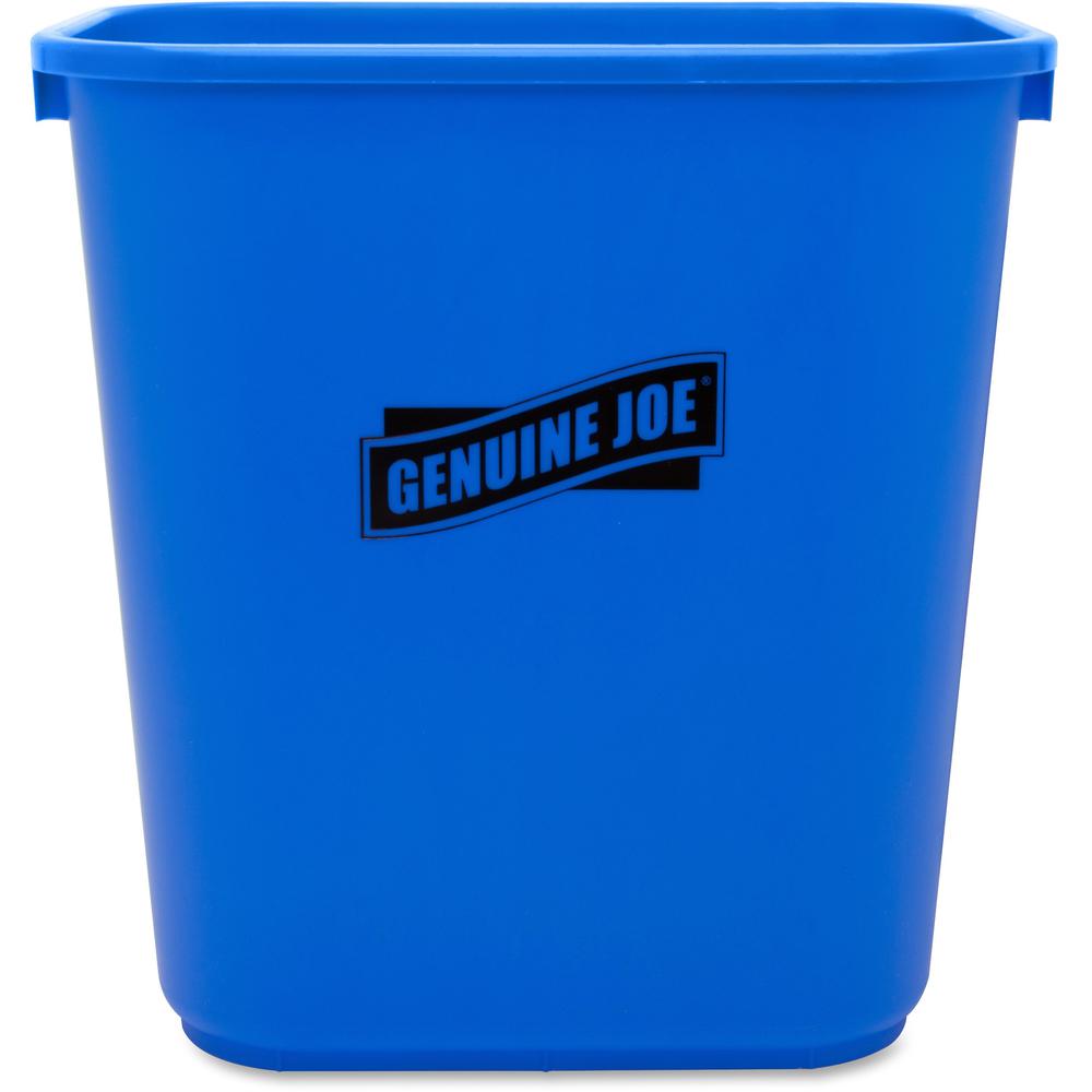Genuine Joe 28-1/2 Quart Recycle Wastebasket - 7.13 gal Capacity - Rectangular - 15" Height x 14.5" Width x 10.5" Depth - Blue, White - 12 / Carton. Picture 2