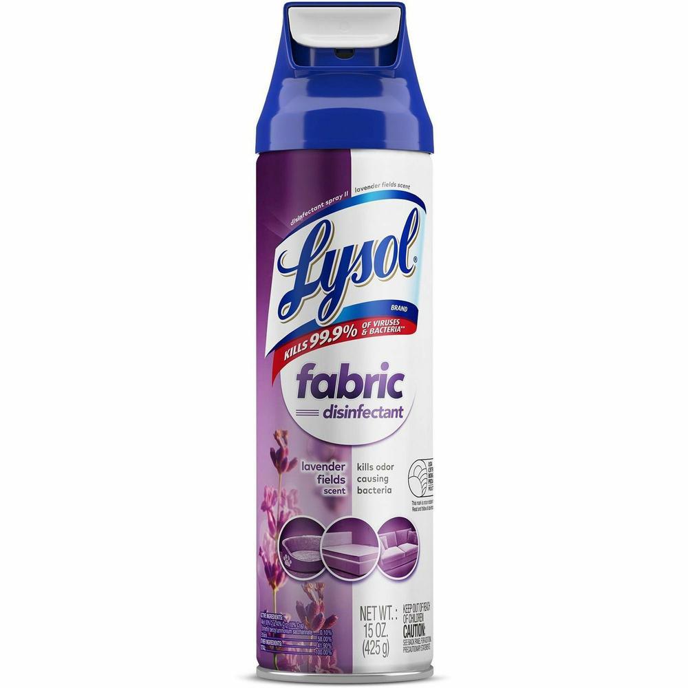 Lysol Fabric Disinfectant Spray - 15 fl oz (0.5 quart) - Lavender Fields Scent - 12 / Carton - Soft, Deodorize - Clear. Picture 2