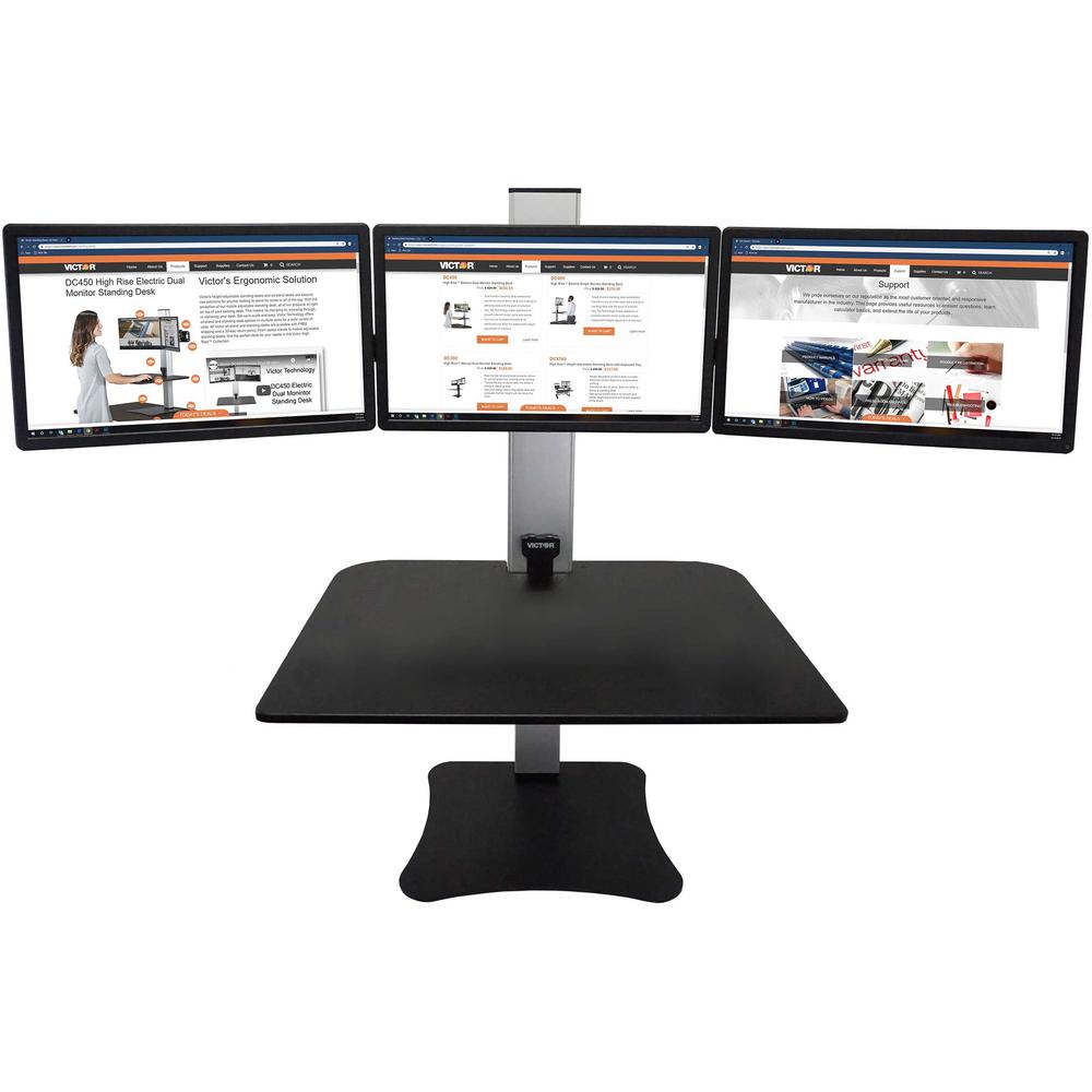 Victor High Rise Electric Triple Monitor Standing Desk - 23" to 34" Screen Support - 37.50 lb Load Capacity - 20" Height x 28" Width x 23" Depth - Desktop, Tabletop - High Pressure Laminate (HPL) - Wo. Picture 6