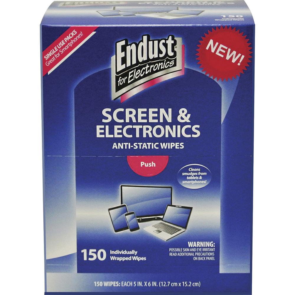 Endust Screen/Electronics Clean Wipes - For Smartphone, Handheld Device, Notebook, LCD, GPS Navigation System, Display Screen - Anti-static, Alcohol-free, Ammonia-free, Soft, Non-abrasive - 150 / Pack. Picture 2