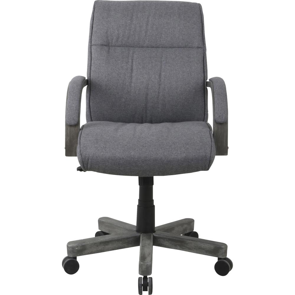 Lorell Gray Fabric High-Back Executive Chair - Gray Fabric, Wood Seat - Gray Fabric, Wood Back - 5-star Base - 1 Each. Picture 2