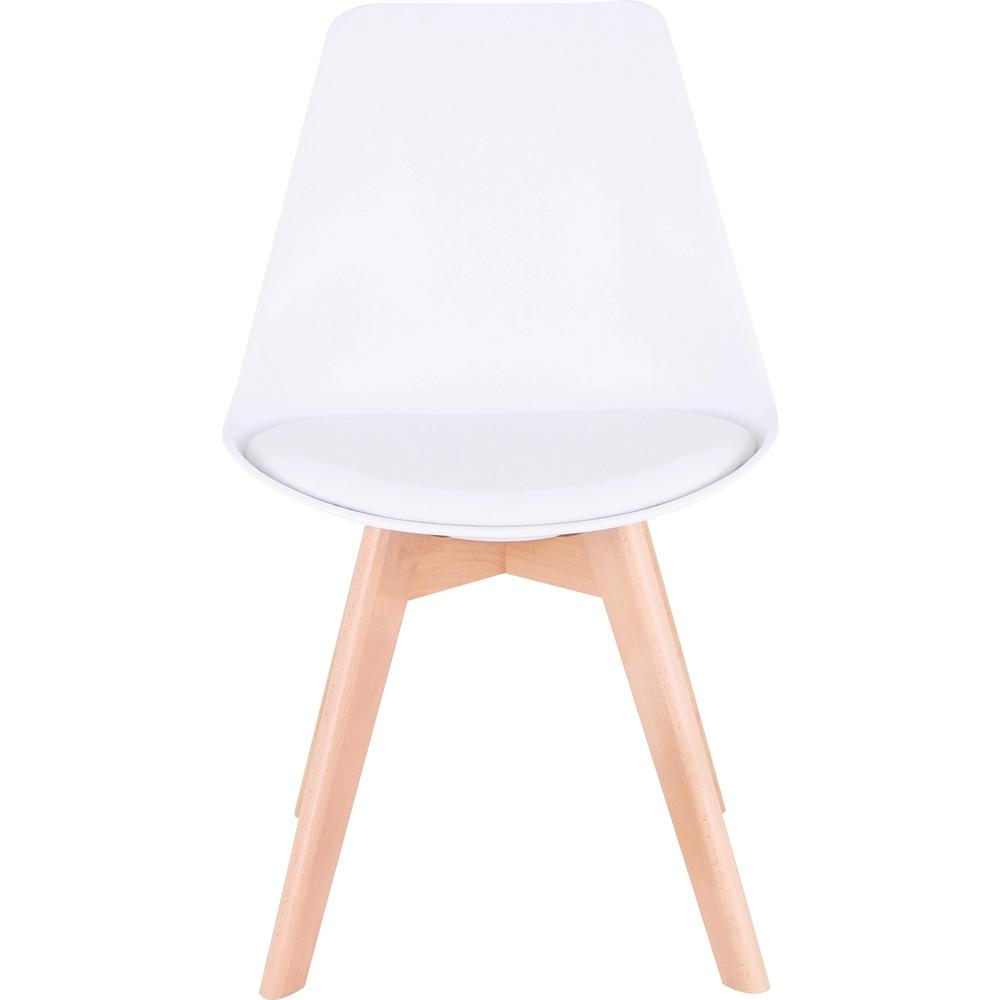 Lorell Curved Plastic Shell Guest Chair - Fabric Seat - Four-legged Base - White - Plastic - 1 Each. Picture 3