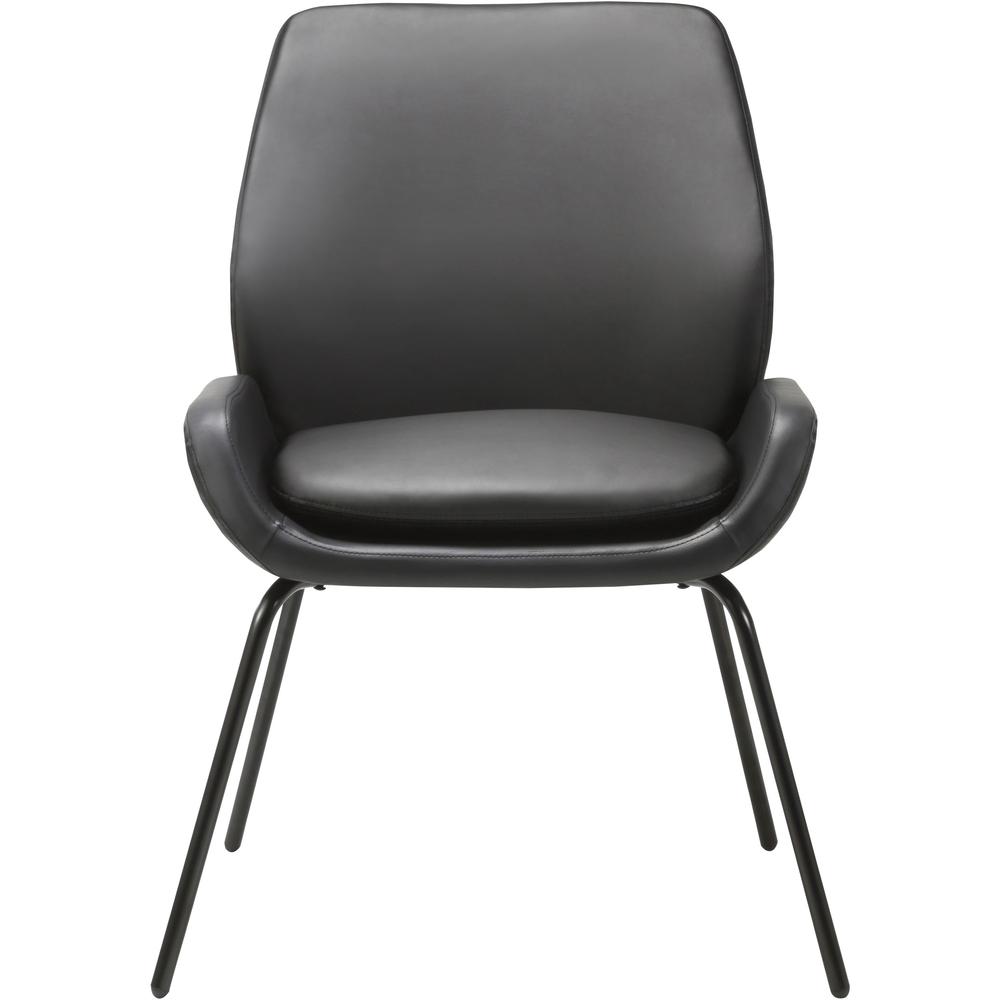 Lorell Bonded Leather U-Shaped Seat Guest Chair - Bonded Leather Seat - Bonded Leather Back - Black - 1 Each. Picture 3