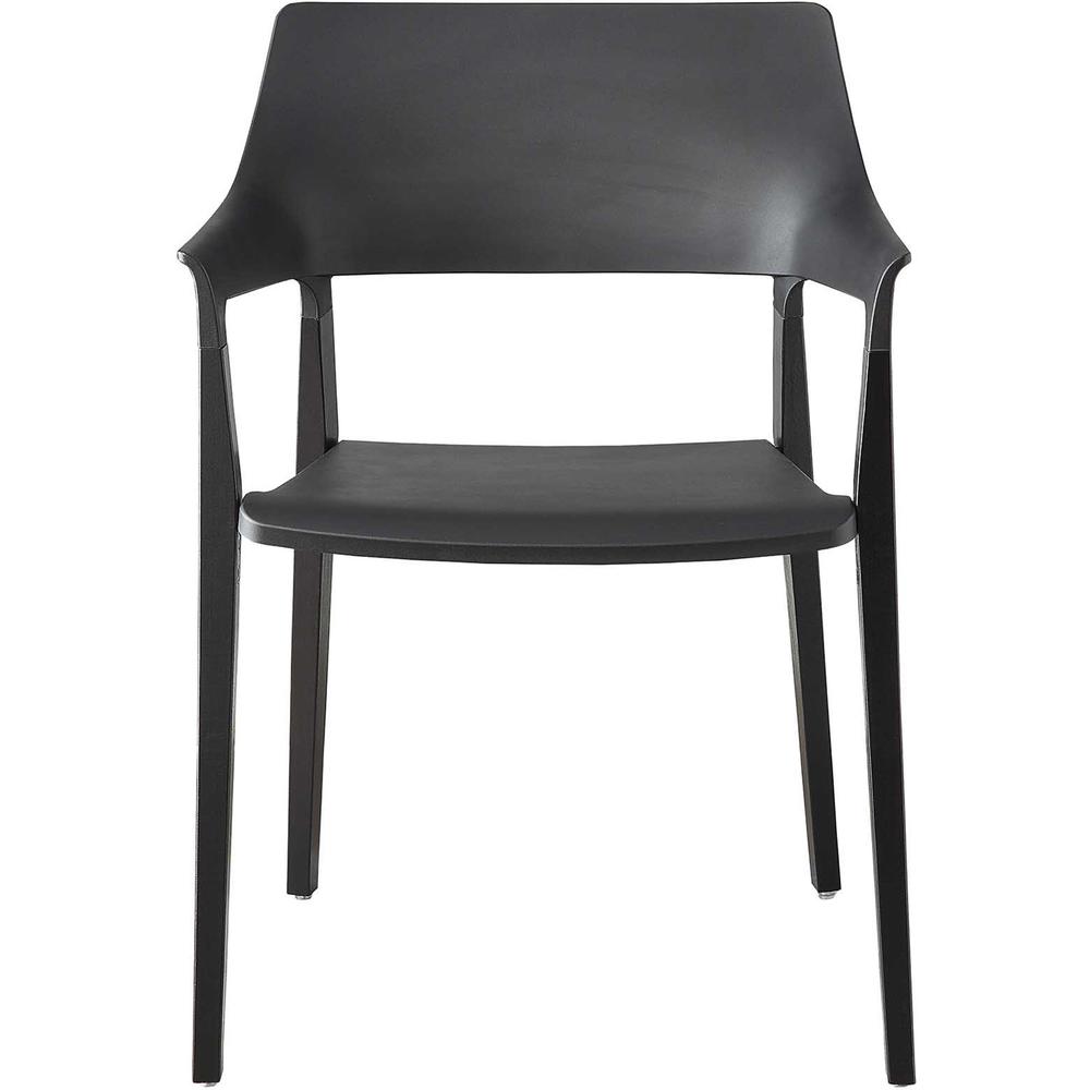 Lorell Wood Legs Stack Chairs - Plastic Seat - Plastic Back - Black - Wood, Plastic - 2 / Carton. Picture 5