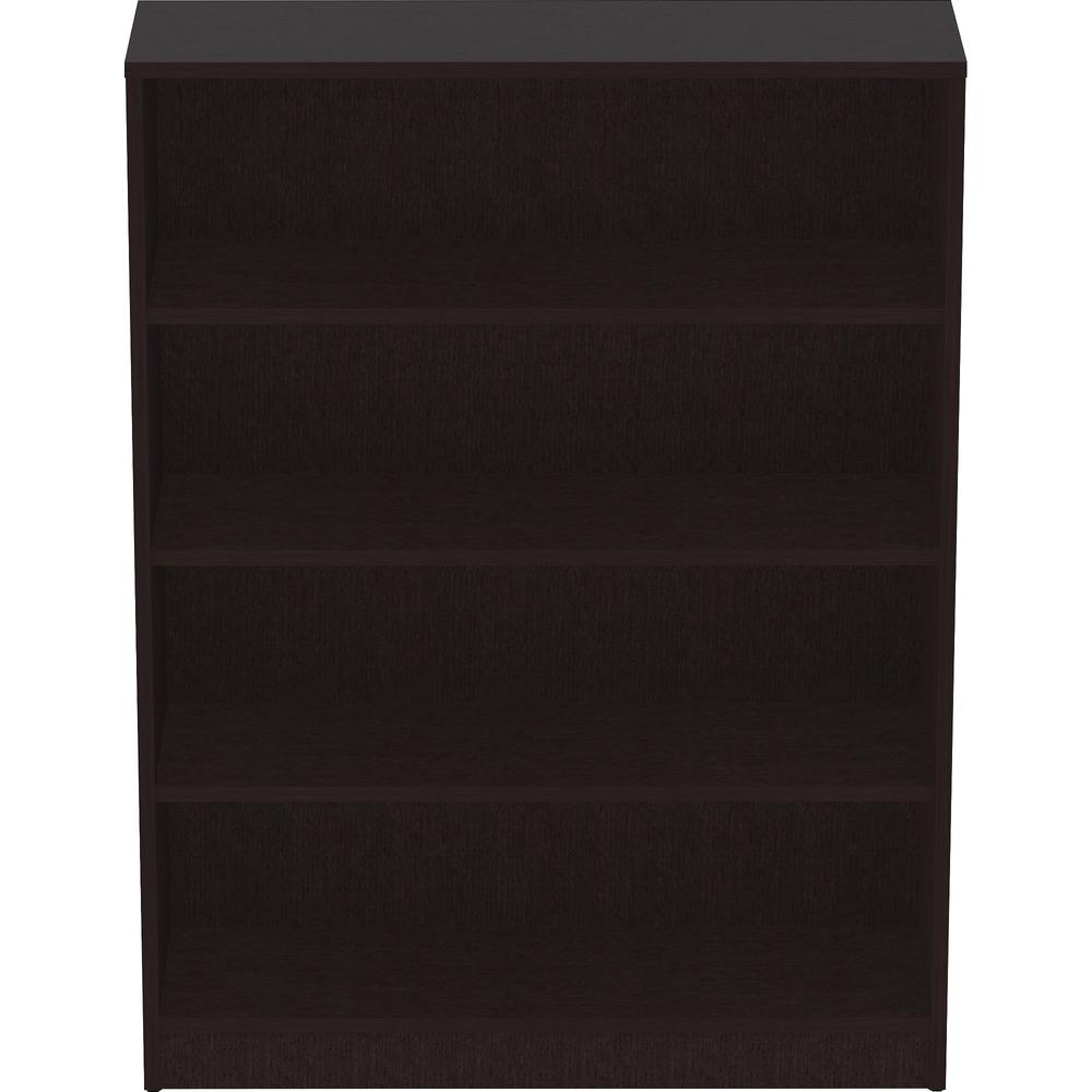 Lorell Laminate Bookcase - 0.8" Shelf, 36" x 12"48" - 4 Shelve(s) - 3 Adjustable Shelf(ves) - Square Edge - Material: Thermofused Laminate (TFL) - Finish: Espresso. Picture 2