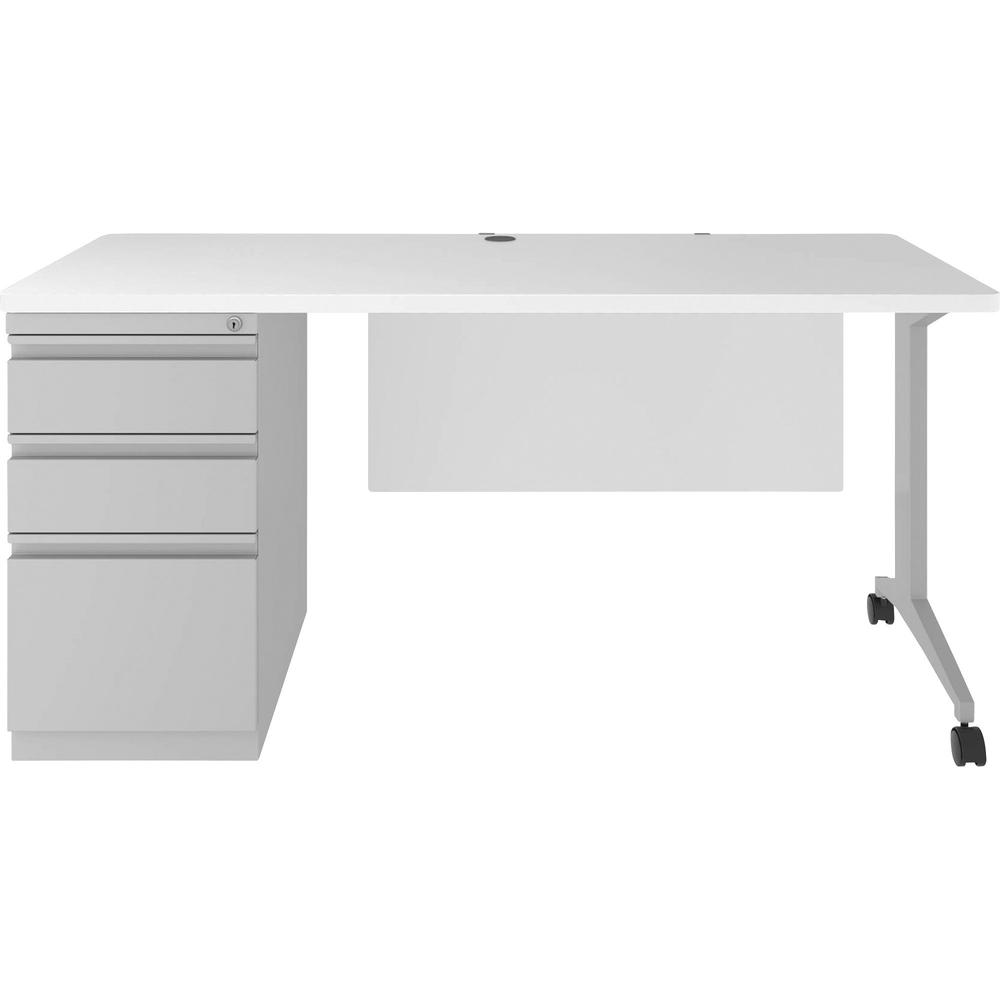 Lorell Fortress Educator Desk Laminate Worksurface - 60" x 24" x 1.2" - T-mold Edge - Material: Laminate Work Surface - Finish: White. Picture 2