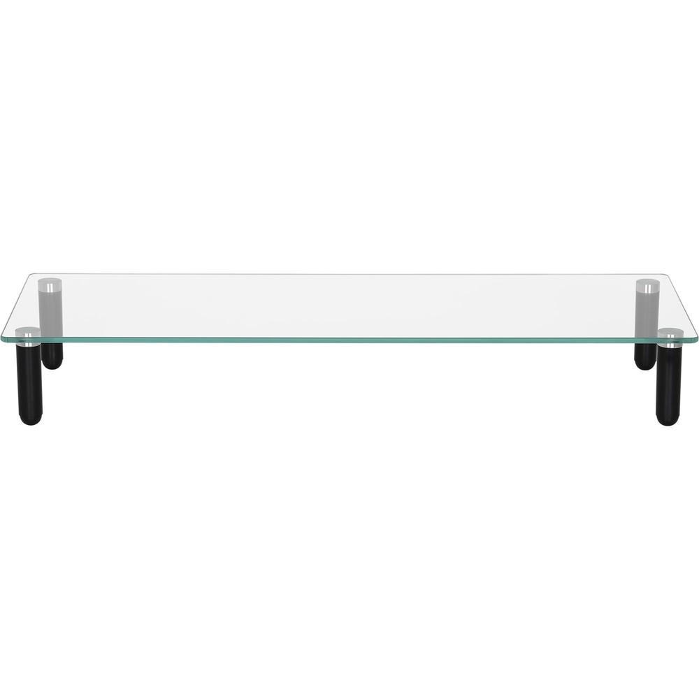 Lorell 4-leg Single-Shelf Monitor Stand - 44 lb Load Capacity - 1 x Shelf(ves) - 3" Height x 22" Width x 8.3" Depth - Desktop - Glass - Clear, Black. Picture 6