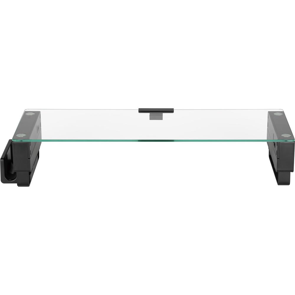 Lorell Single Shelf USB Glass Monitor Stand - 44 lb Load Capacity - 1 x Shelf(ves) - 3.7" Height x 24.1" Width x 8.3" Depth - Desktop - Glass - Black. Picture 8