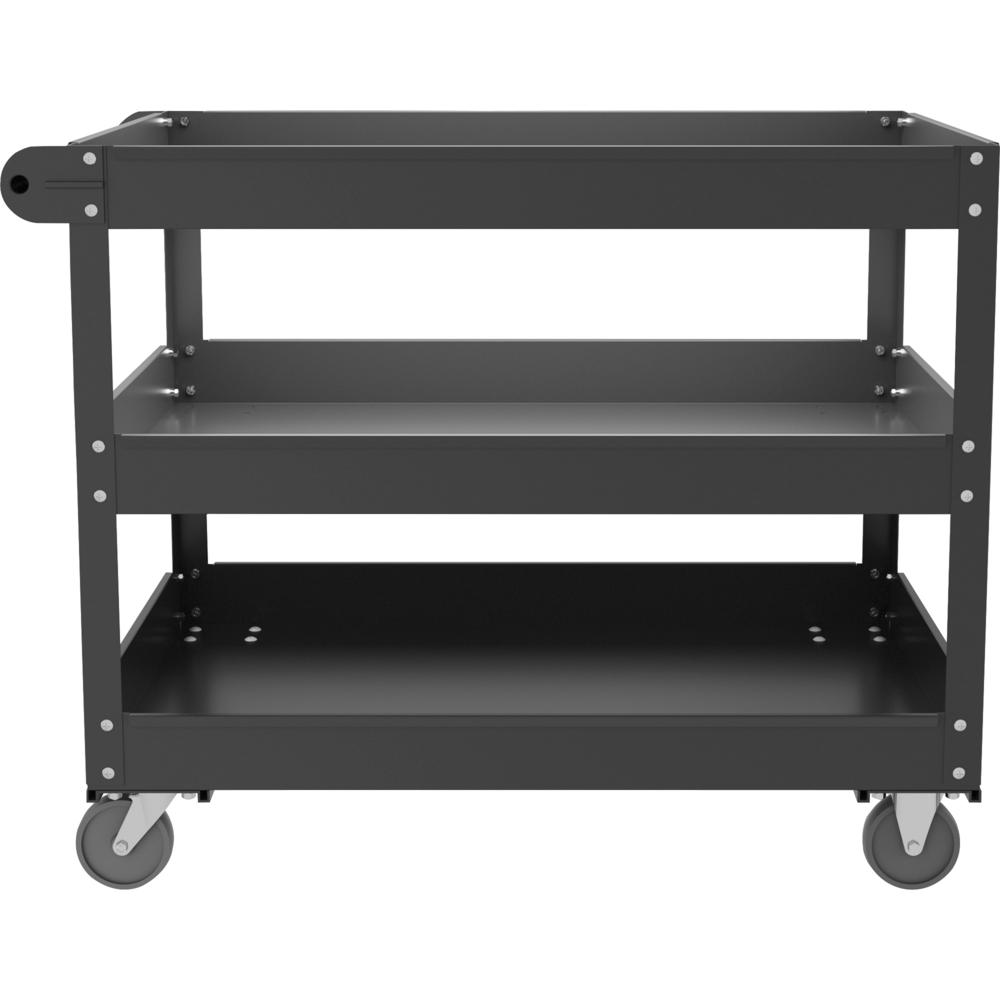 Lorell Utility Cart - 3 Shelf - 400 lb Capacity - 4 Casters - Steel - x 16" Width x 30" Depth x 32" Height - Black - 1 Each. Picture 3