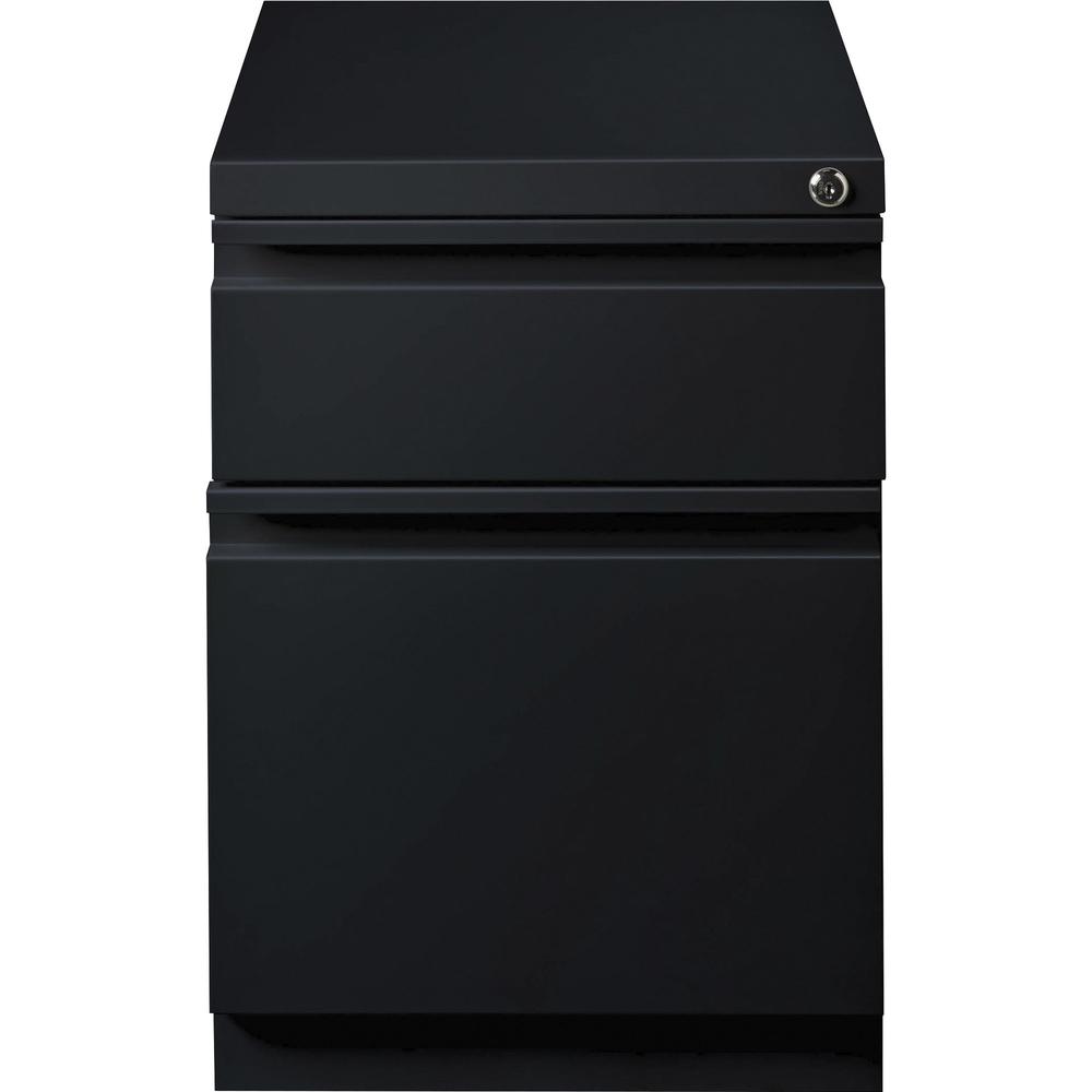 Lorell 20" Box/File Mobile Pedestal - 15" x 19.9" x 23.8" for Box, File - Letter - Mobility, Ball-bearing Suspension, Removable Lock, Pull-out Drawer, Recessed Drawer, Anti-tip, Casters, Key Lock - Bl. Picture 5