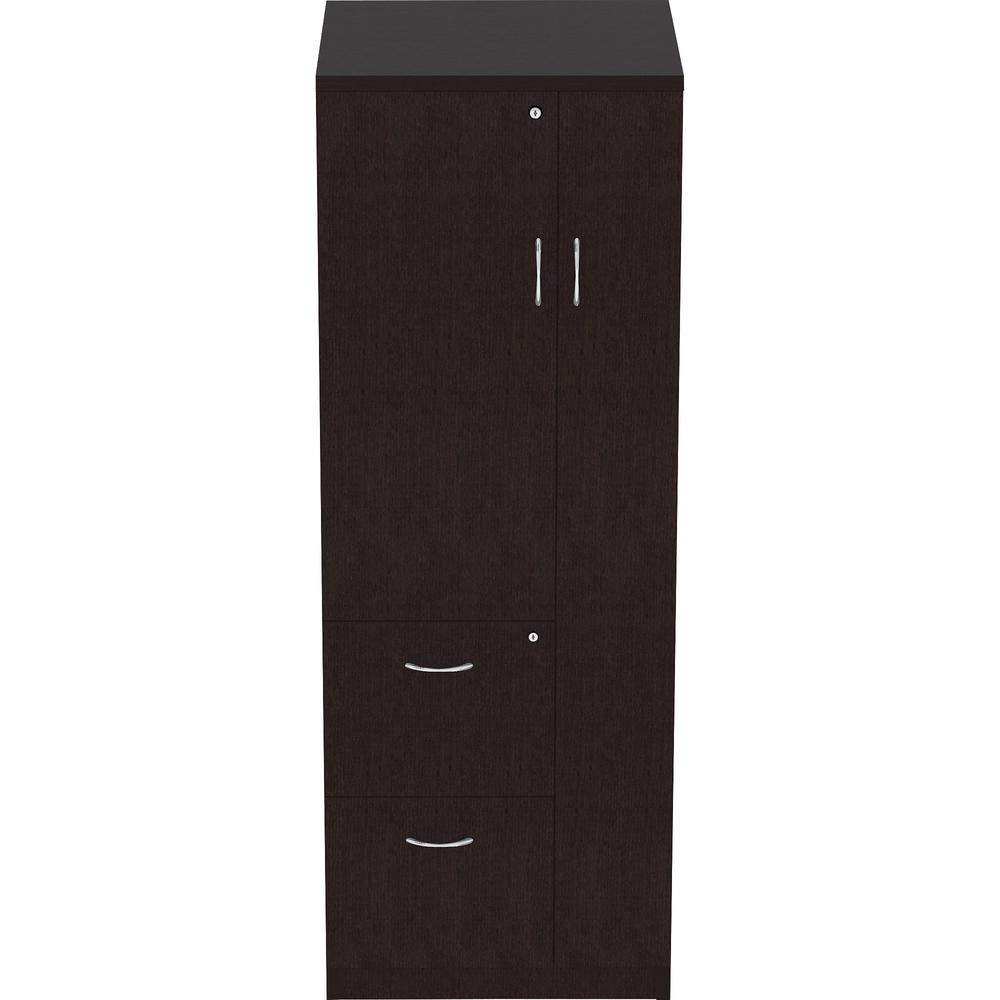 Lorell Essentials Series Tall Storage Cabinet - 23.6" x 23.6"65.6" Cabinet - 2 x File Drawer(s) - 1 Door(s) - 2 Shelve(s) - Material: Laminate, Medium Density Fiberboard (MDF), Particleboard - Finish:. Picture 2
