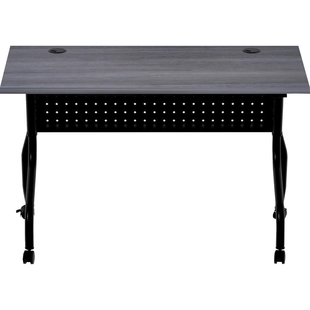 Lorell Charcoal Flip Top Training Table - Charcoal Rectangle, Melamine Top - Black Four Leg Base - 4 Legs - 48" Table Top Width x 23.60" Table Top Depth - 29.50" Height - Melamine. Picture 2