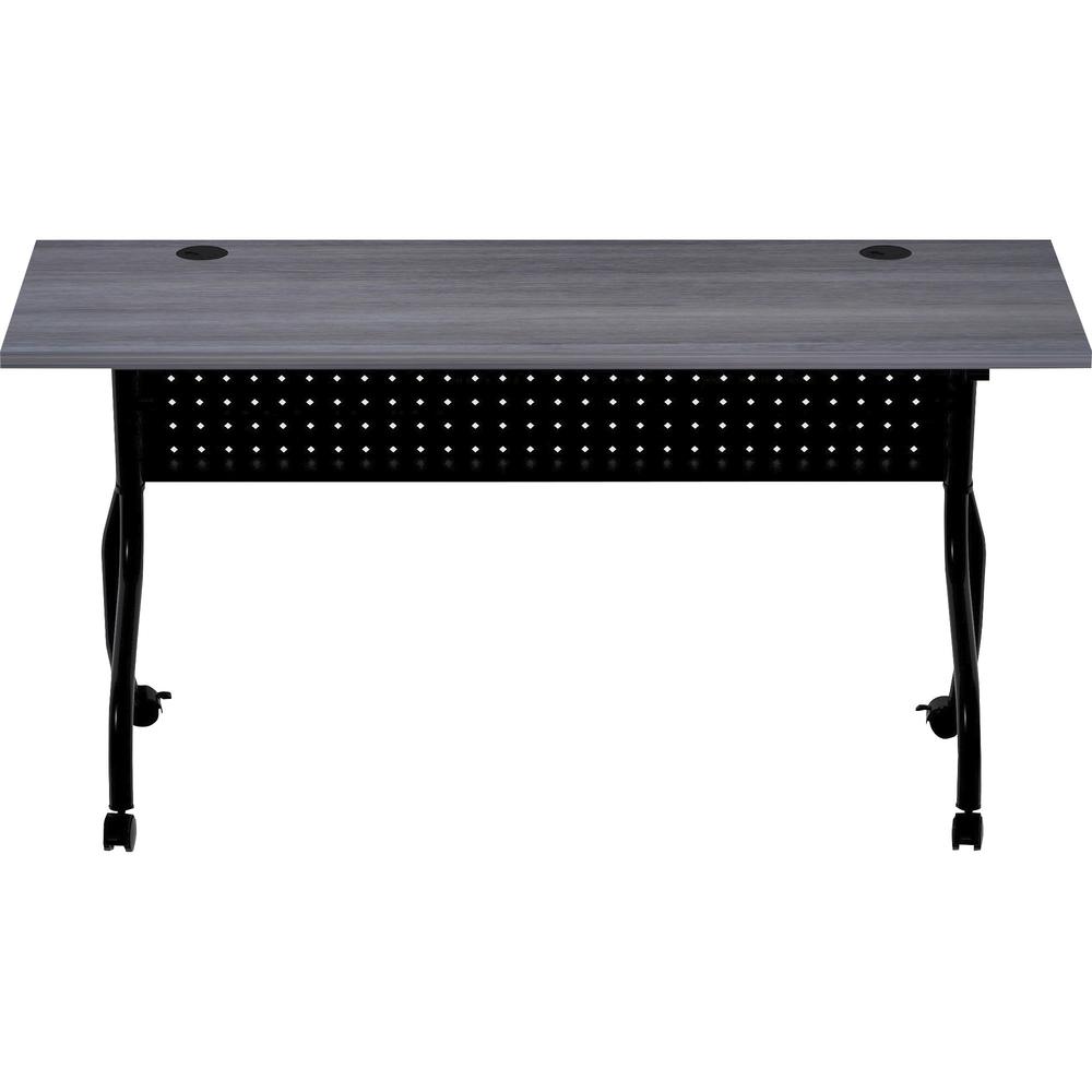 Lorell Flip Top Training Table - Charcoal Rectangle, Melamine Top - Black Four Leg Base - 4 Legs x 60" Table Top Width x 23.60" Table Top Depth - 29.50" Height - Melamine - 1 Each. Picture 4