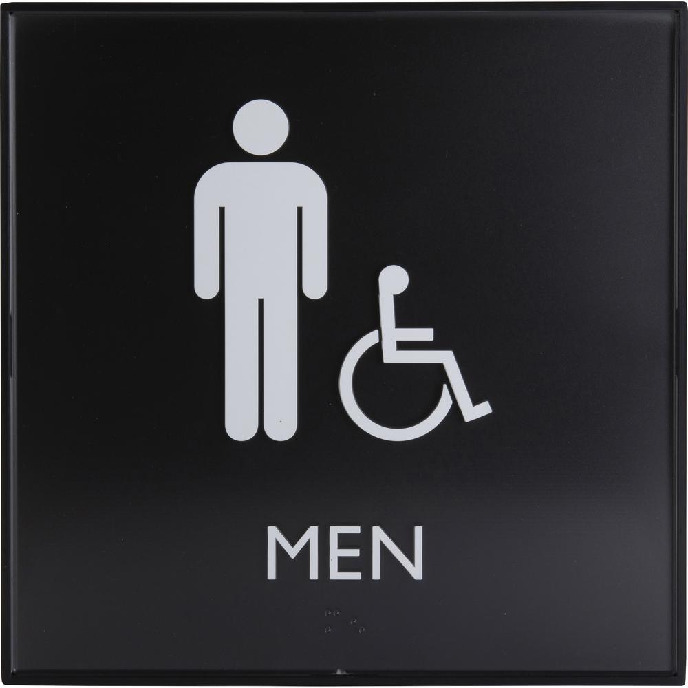 Lorell Men's Handicap Restroom Sign - 1 Each - men's restroom/wheelchair accessible Print/Message - 8" Width x 8" Height - Square Shape - Surface-mountable - Easy Readability, Injection-molded - Restr. Picture 7