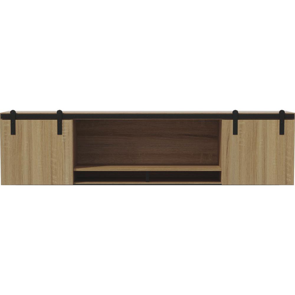 Safco 66" Mirella Wall-Mounted Hutch with Wood Doors - 66" x 15" x 18" - Drawer(s)2 Door(s) - Material: Particleboard, Laminate, Wood Door - Finish: Sand Dune, Laminate, Black Powder Coat. Picture 3