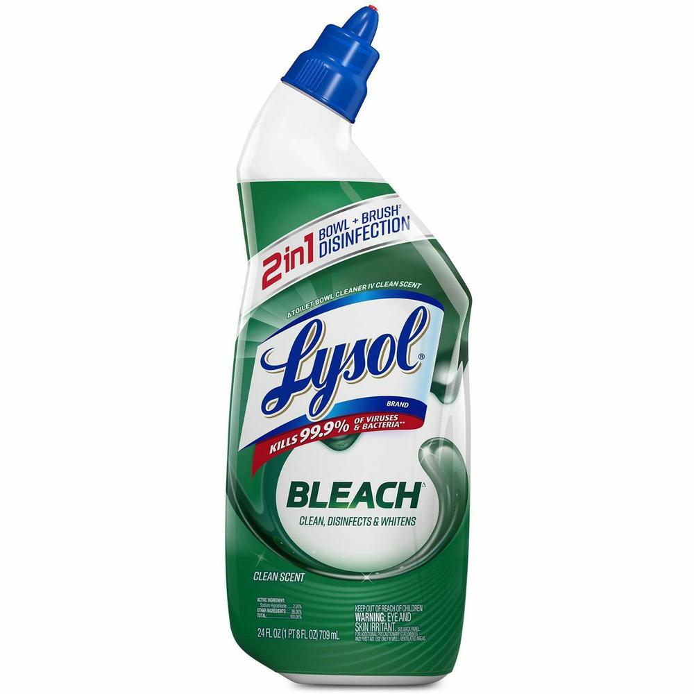 Lysol Bleach Toilet Bowl Cleaner - 24 fl oz (0.8 quart)Bottle - 9 / Carton - Disinfectant, Deodorize - Blue. Picture 2