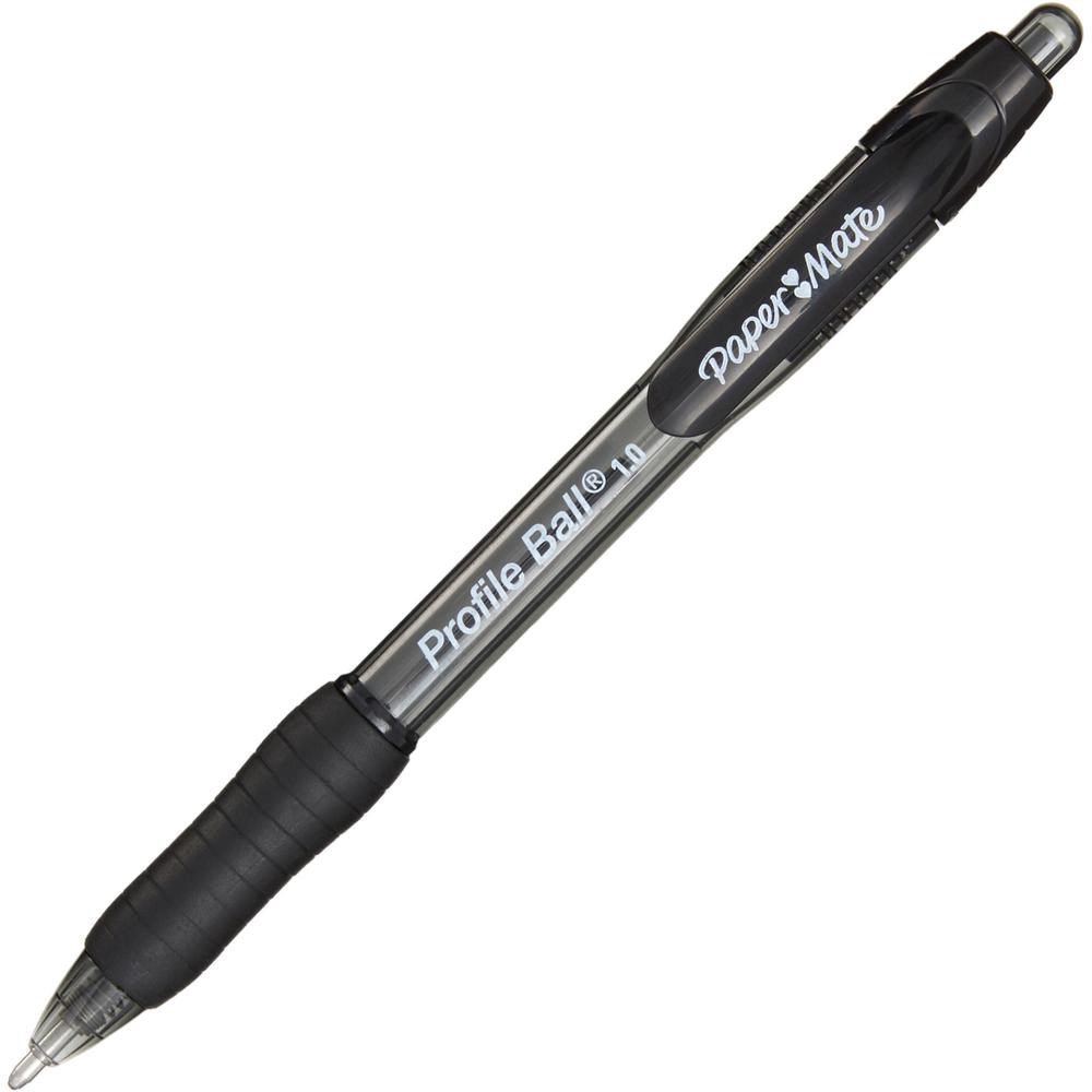 Paper Mate Profile 1.0mm Ballpoint Pens - Medium Pen Point - 1 mm Pen Point Size - Conical Pen Point Style - Retractable - Black - Black Barrel - 1 Dozen. Picture 4
