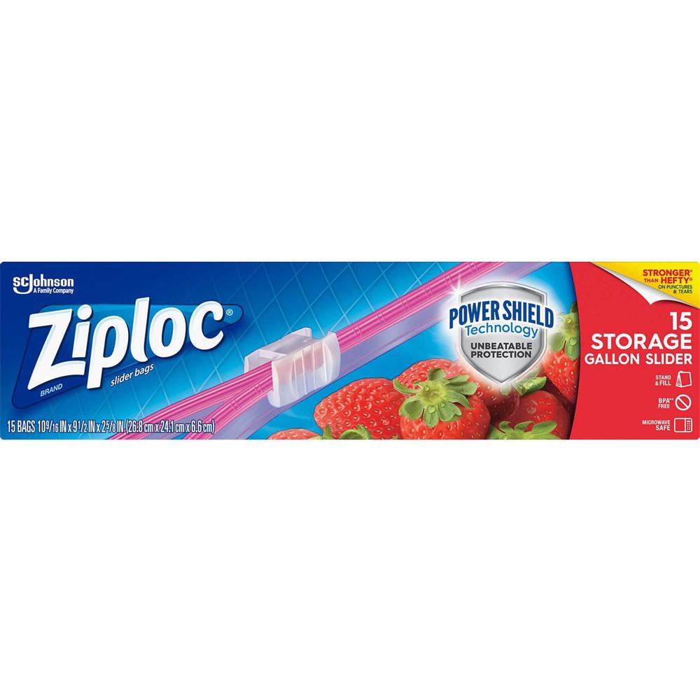 Ziploc&reg; Gallon Storage Slider Bags - Large Size - 10.56" Width x 2.63" Length x 9.50" Depth - Sliding Closure - Blue - 1Each - 68 Per Box - Food, Supplies. Picture 5