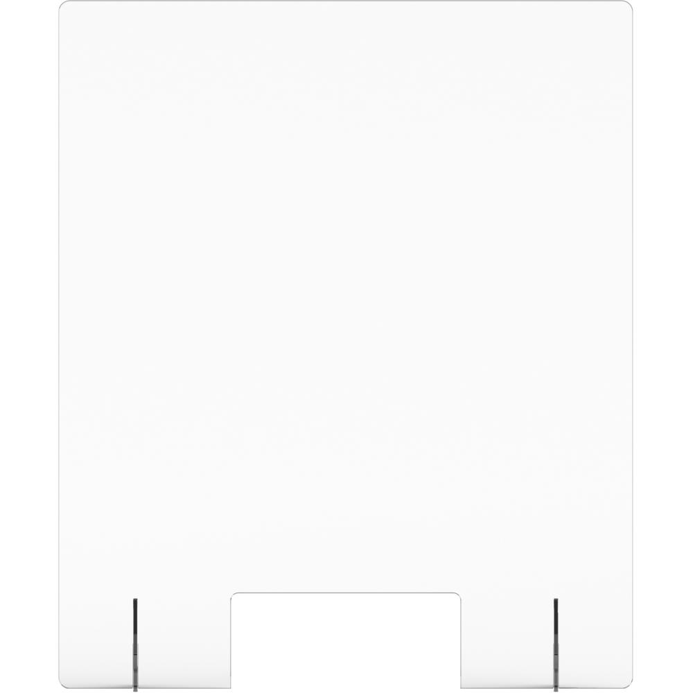 Lorell Social Distancing Barrier w/Pass-Through Cutout - 30" Width x 7" Depth x 36" Height - 1 Each - Clear - Acrylic. Picture 2