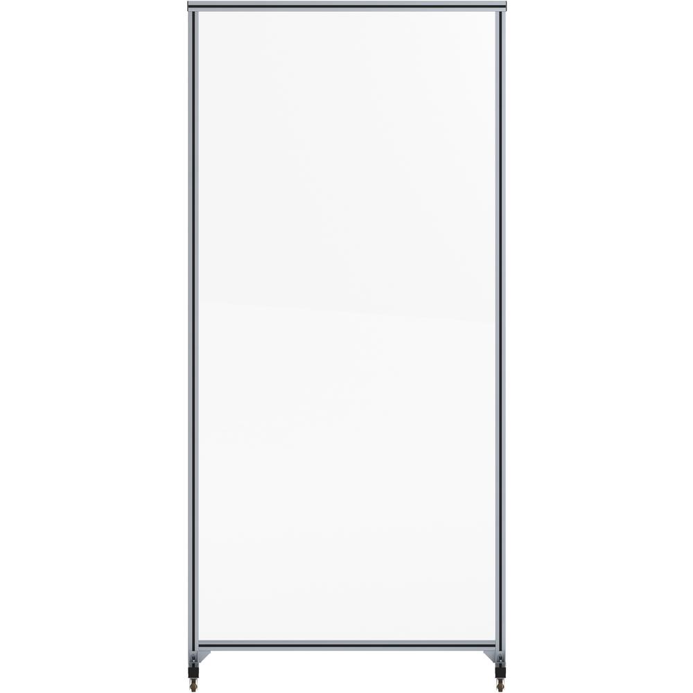Lorell Mobile Full Protective Glass Screen - 36" Width x 0.3" Depth x 78" Height - 1 Each - Clear - Tempered Glass, Aluminum. Picture 3