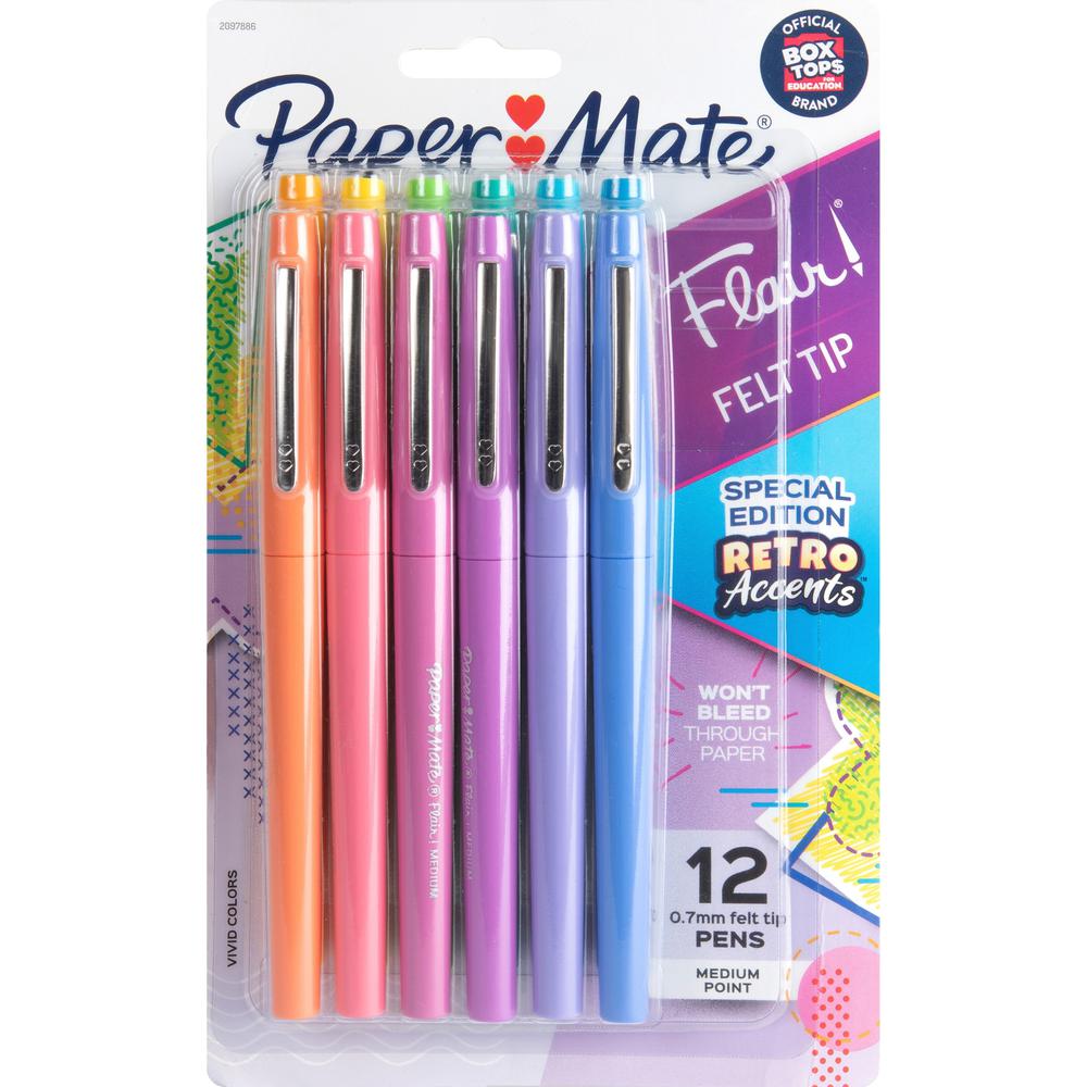 Paper Mate Flair Medium Point Pens - Medium Pen Point - Assorted Water Based Ink - 12 / Pack. Picture 6