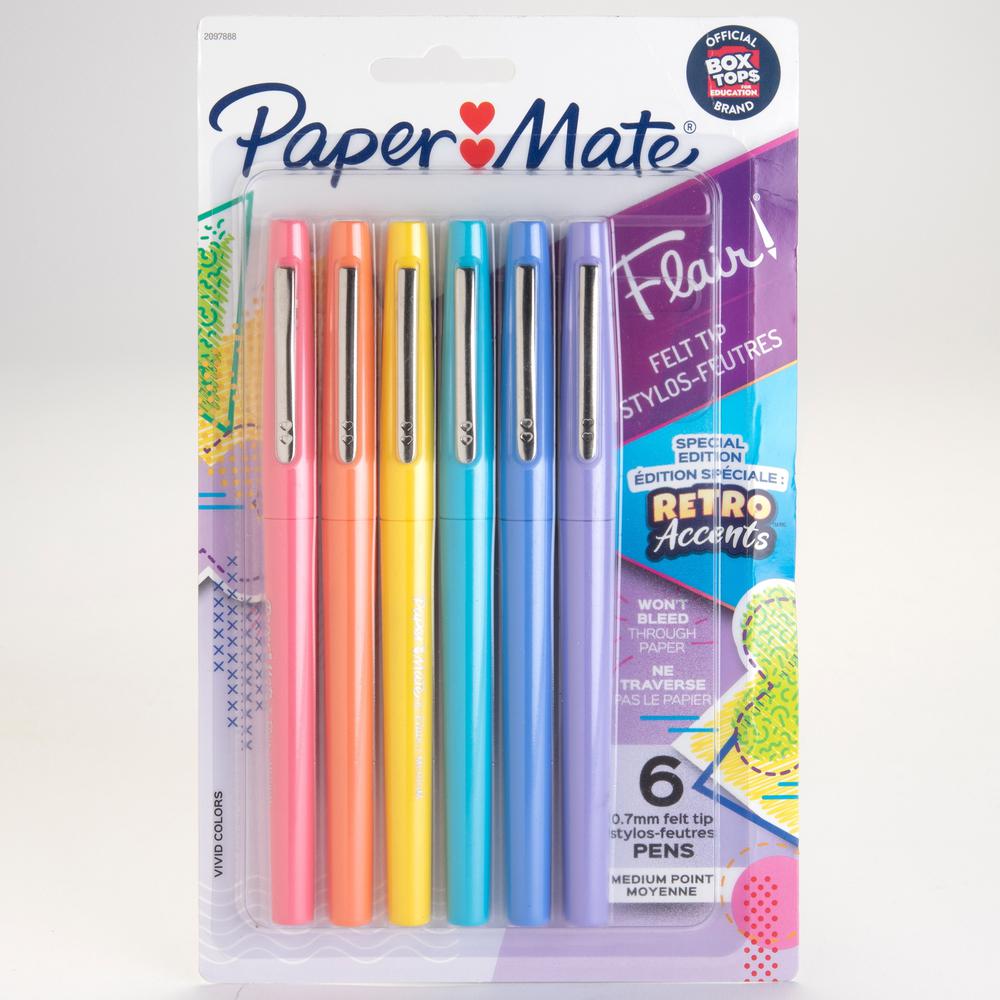 Paper Mate Flair Medium Point Pens - Medium Pen Point - Yellow, Sky Blue, Lilac, Blueberry Bubble Gum, Papaya, Guava Water Based Ink - 6 / Pack. Picture 5