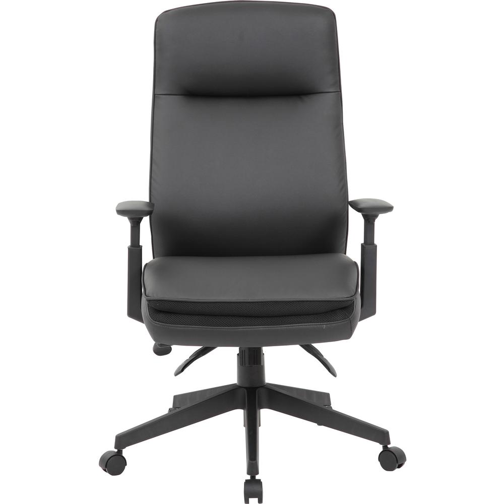 Lorell Soft High-back Executive Office Chair - Black Vinyl Seat - Black Vinyl Back - Black Frame - High Back - 5-star Base - Armrest - 1 Each. Picture 3