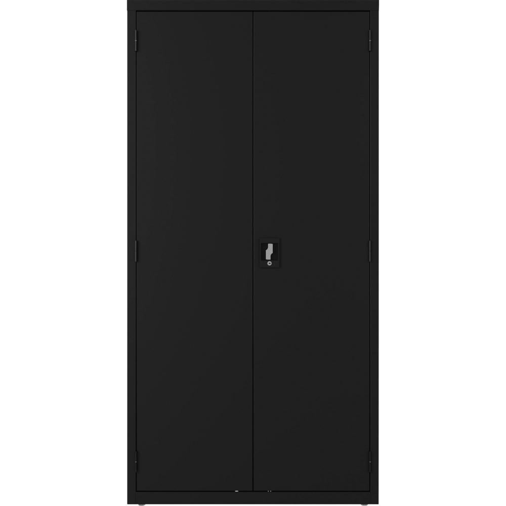 Lorell Wardrobe Storage Cabinet - 36" x 18" x 72" - 2 x Shelf(ves) - Durable, Welded, Recessed Handle, Removable Lock, Locking System, Adjustable Shelf - Black - Steel - Recycled. Picture 3