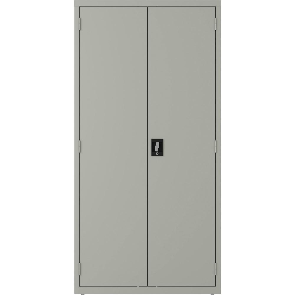 Lorell Wardrobe Storage Cabinet - 36" x 18" x 72" - 2 x Shelf(ves) - Durable, Welded, Recessed Handle, Removable Lock, Locking System, Adjustable Shelf - Light Gray - Steel - Recycled. Picture 2