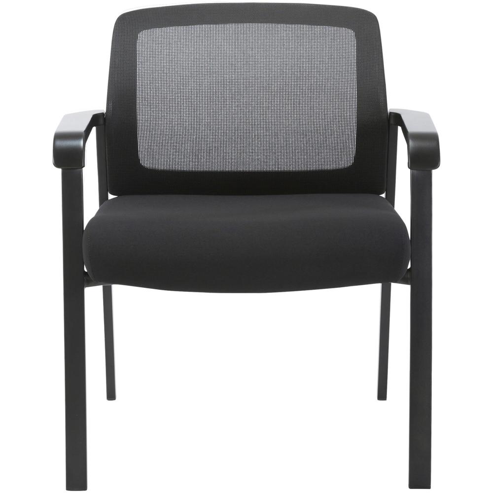 Lorell Big & Tall Mesh Low-Back Guest Chair - Fabric Seat - Mesh Back - Steel Frame - Low Back - Black - 1 Each. Picture 2