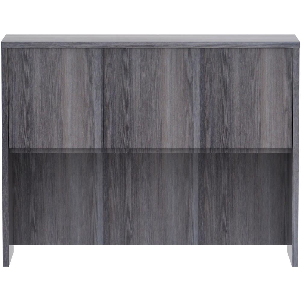 Lorell Essentials Series Stack-on Hutch with Doors - 48" x 15"36" - 3 Door(s) - Finish: Weathered Charcoal Laminate. Picture 2
