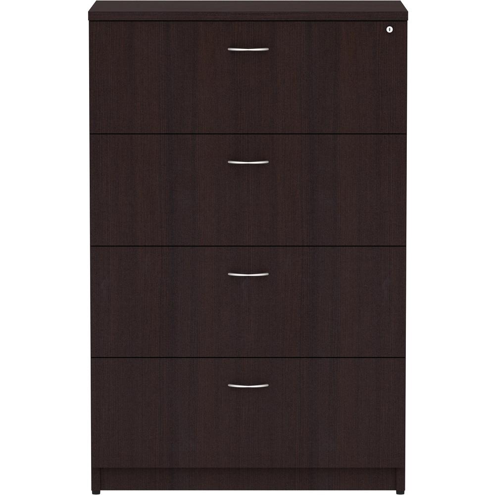 Lorell Essentials Series 4-Drawer Lateral File - 35.5" x 22"54.8" Lateral File, 1" Top - 4 x File Drawer(s) - Finish: Espresso Laminate. Picture 2