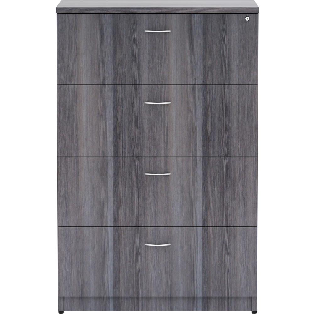 Lorell Essentials Series 4-Drawer Lateral File - 35.5" x 22"54.8" Lateral File, 1" Top - 4 x File Drawer(s) - Finish: Weathered Charcoal Laminate. Picture 2