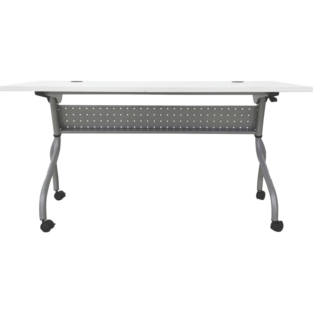 Lorell Flip Top Training Table - White Top - Silver Base - 4 Legs - 23.60" Table Top Length x 60" Table Top Width - 29.50" HeightAssembly Required - Melamine Top Material - 1 Each. Picture 4