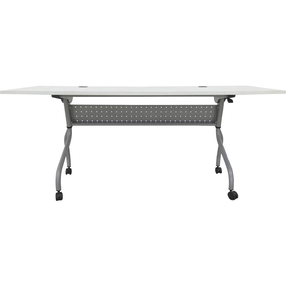 Lorell Flip Top Training Table - White Top - Silver Base - 4 Legs - 23.60" Table Top Length x 72" Table Top Width - 29.50" HeightAssembly Required - Melamine Top Material - 1 Each. Picture 4