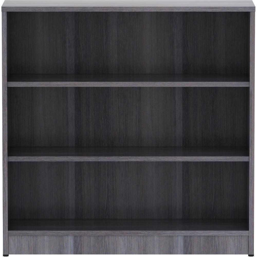 Lorell Laminate Bookcase - 36" x 12" x 36" - 3 x Shelf(ves) - Sturdy, Laminated, Contemporary Style, Square Edge, Adjustable Feet - Weathered Charcoal - Medium Density Fiberboard (MDF) - Assembly Requ. Picture 2
