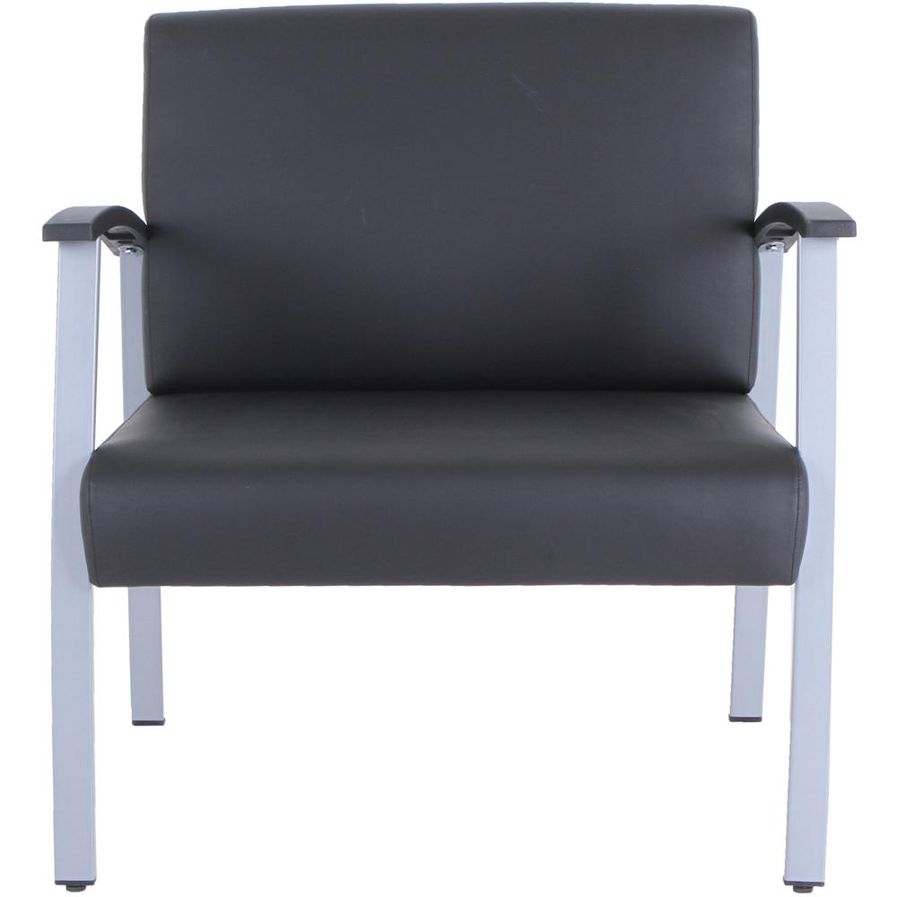 Lorell Healthcare Reception Big & Tall Antimicrobial Guest Chair - Vinyl Seat - Vinyl Back - Powder Coated Silver Steel Frame - Four-legged Base - Black, Silver - Armrest - 1 Each. Picture 4