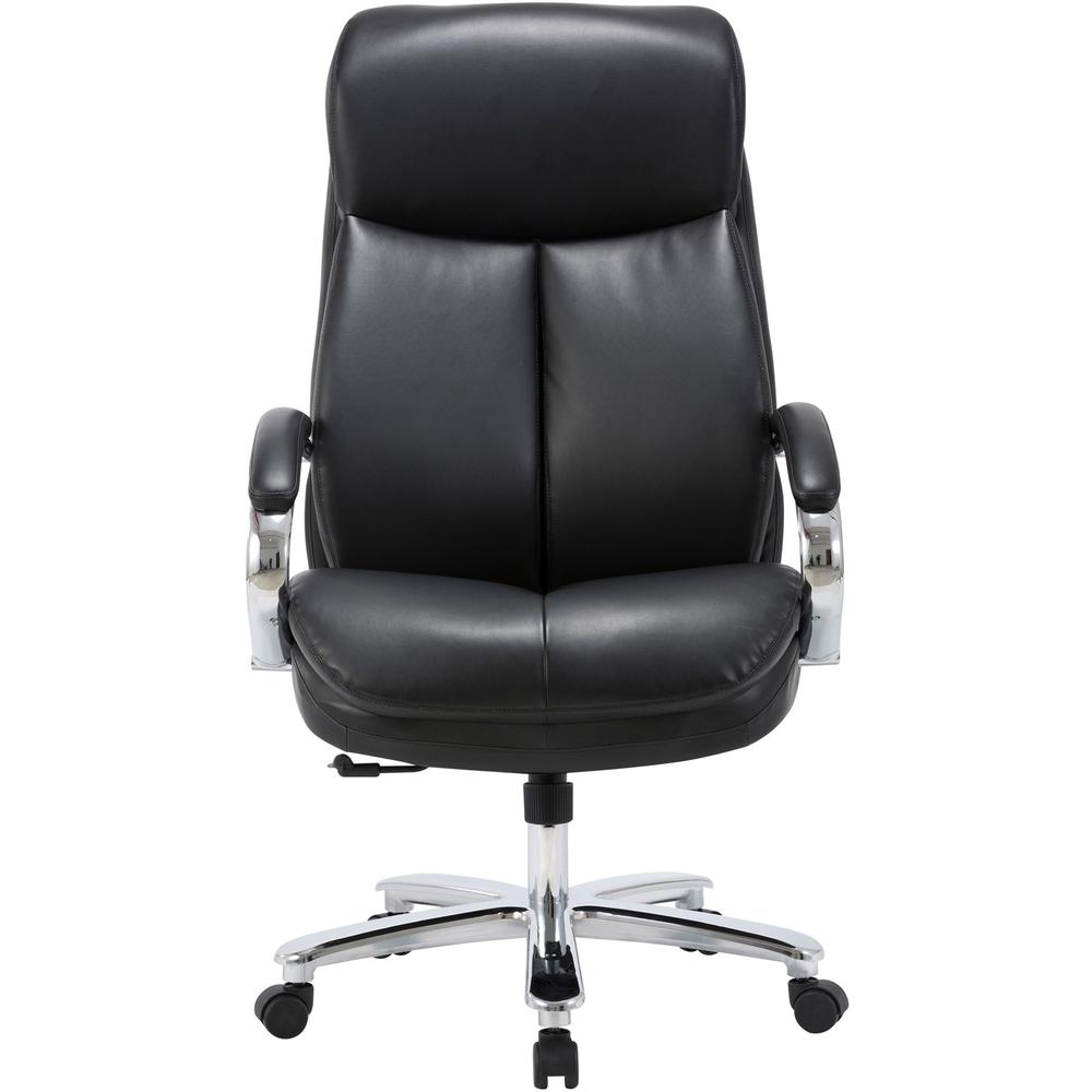 Lorell Big & Tall High-Back Chair - Bonded Leather Seat - Black Bonded Leather Back - High Back - Black - Armrest - 1 Each. Picture 4