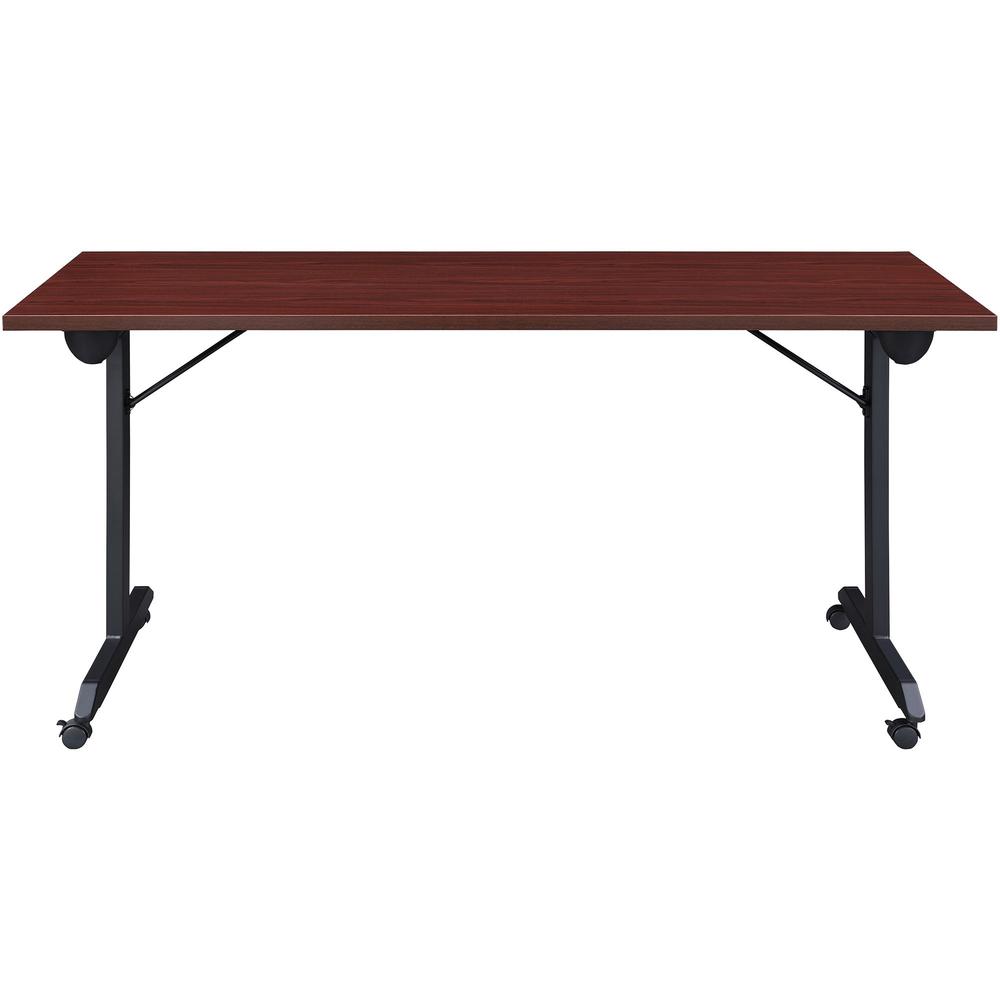 Lorell Mobile Folding Training Table - Rectangle Top - Powder Coated Base - 200 lb Capacity x 63" Table Top Width - 29.50" Height x 63" Width x 24" Depth - Assembly Required - Mahogany - Laminate Top . Picture 10