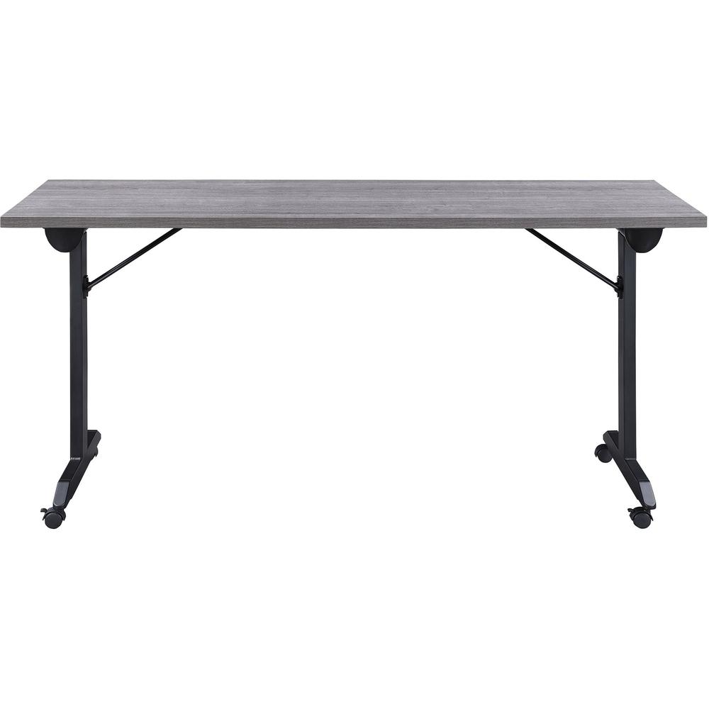Lorell Mobile Folding Training Table - Rectangle Top - Powder Coated Base - 200 lb Capacity x 63" Table Top Width - 29.50" Height x 63" Width x 29.50" Depth - Assembly Required - Gray - Laminate Top M. Picture 4
