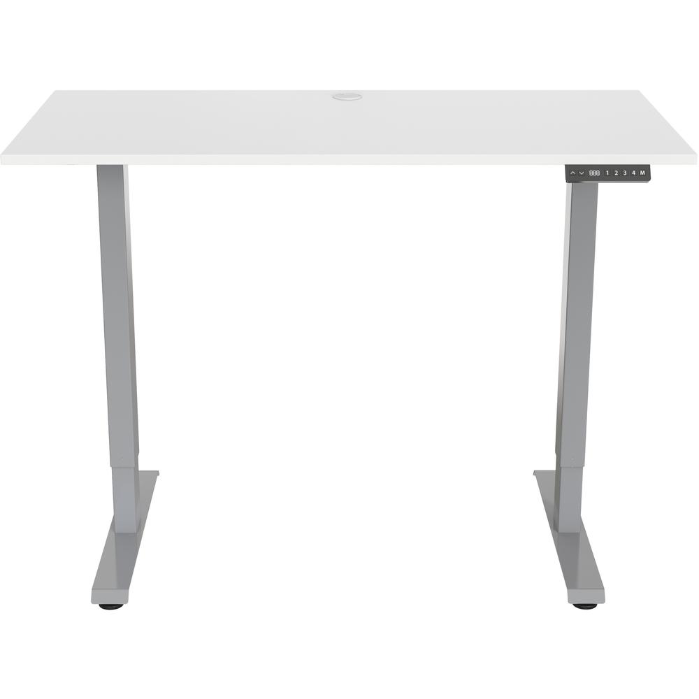 Lorell Height-Adjustable 2-Motor Desk - White Rectangle Top - Gray T-shaped Base - 48" Table Top Length x 24" Table Top Width x 0.70" Table Top Thickness - 47.20" Height - Assembly Required. Picture 3